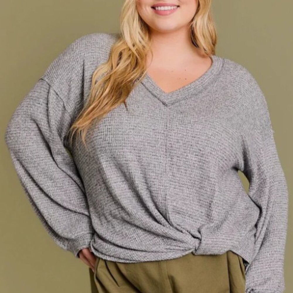 Cozy Front Twist Knit Top
